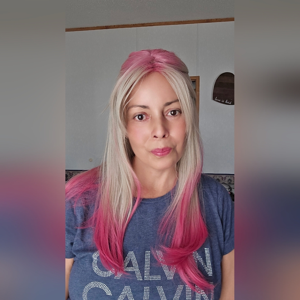 Smilco Pink and Gray Ombre Wig